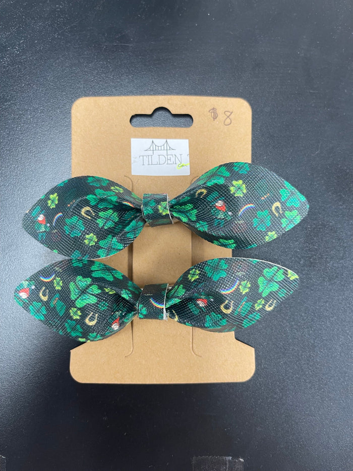 St. Patrick’s 3 Faux Leather Bow Set    earring Daydreamer Creations- Tilden Co.