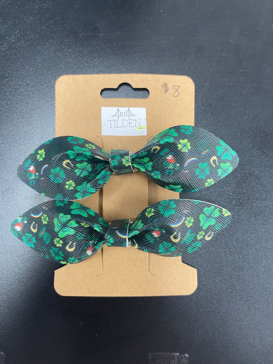 St. Patrick’s 3 Faux Leather Bow Set    earring Daydreamer Creations- Tilden Co.
