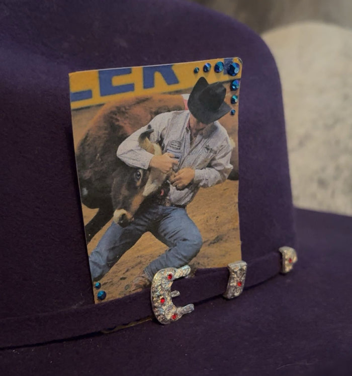 Steer Wrestling Bedazzled Single Hat Card