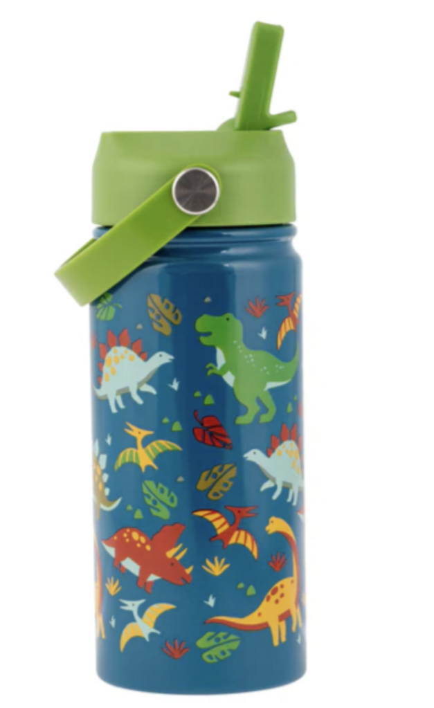 Stephen Joseph Insulated Stainless Steel Water Bottle with Handle - DINO NEW