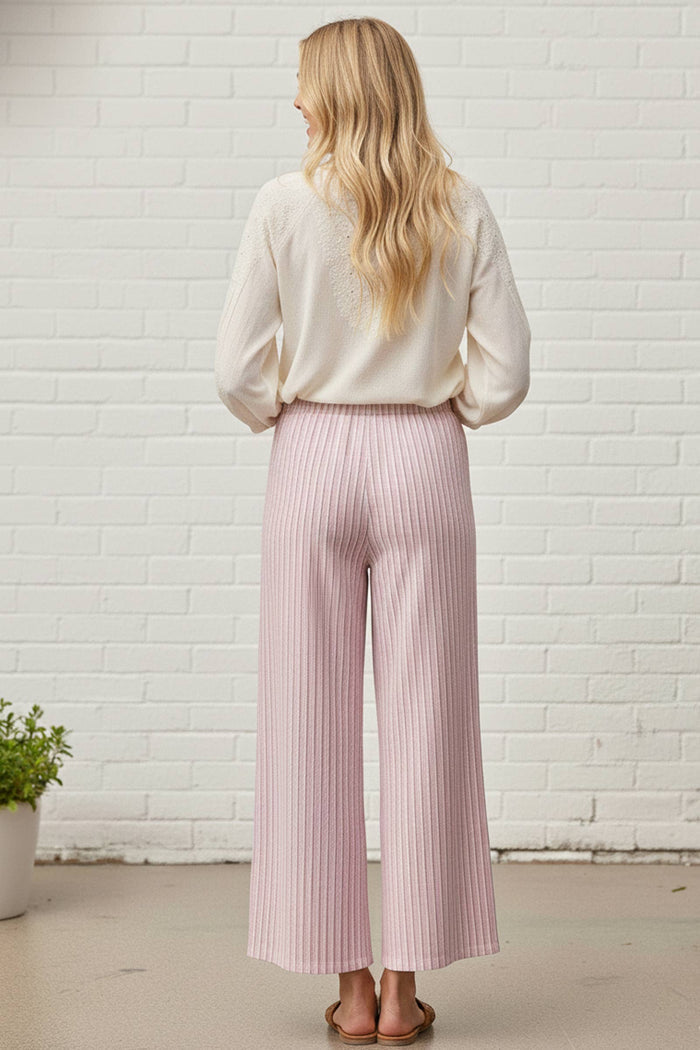 Striped Cotton Wide Leg Pants Casual Pants Sewn and Seen- Tilden Co.