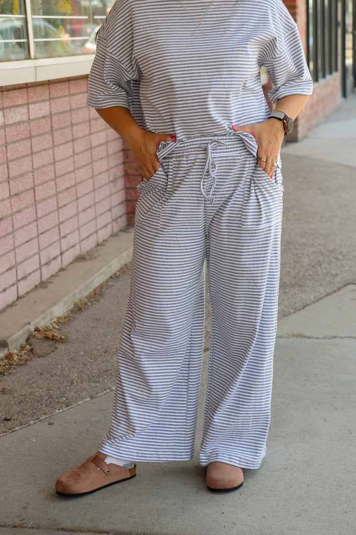Striped Wide Leg Pants Casual Pants Sewn and Seen- Tilden Co.