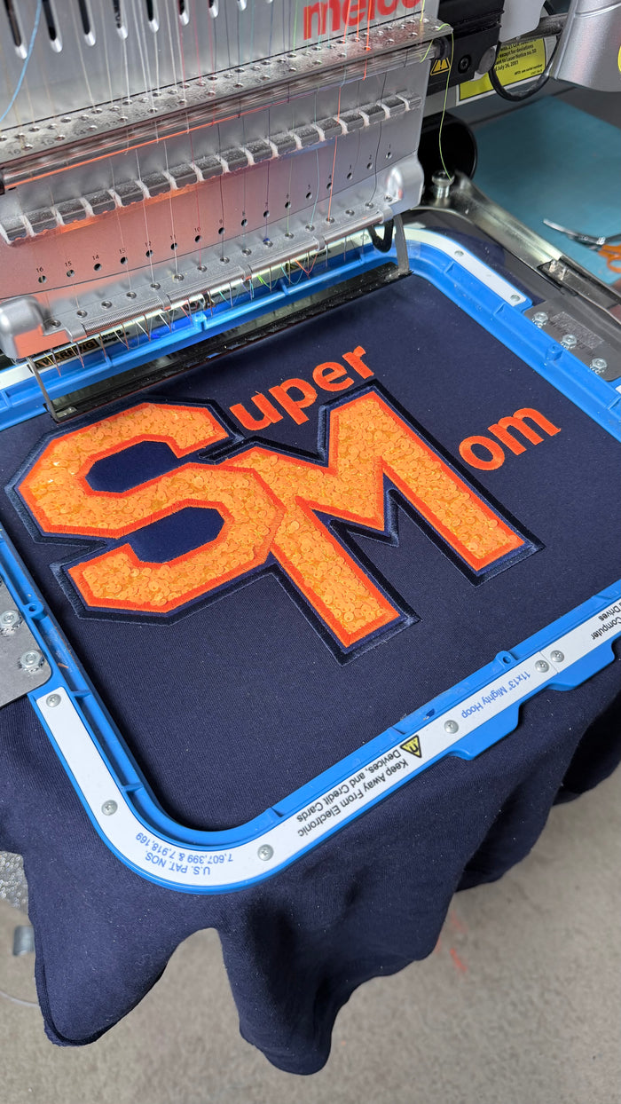 Super Mom Double Applique Embroidery Design.
