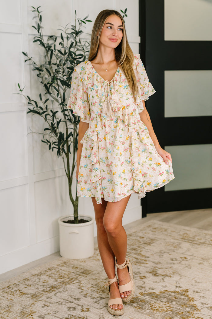 Sweet Escape Boho Floral Dress Knee Length Dress Ave Shops- Tilden Co.