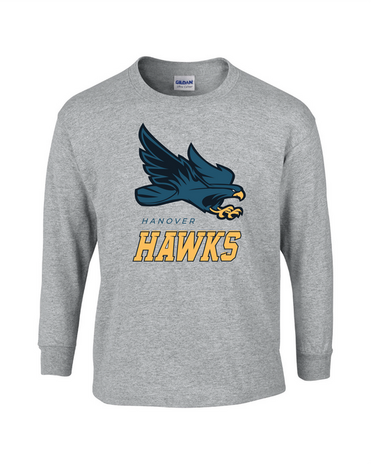T-Shirt - Long-Sleeve - Cotton - Gray - Adult/Youth - Hawk Designs