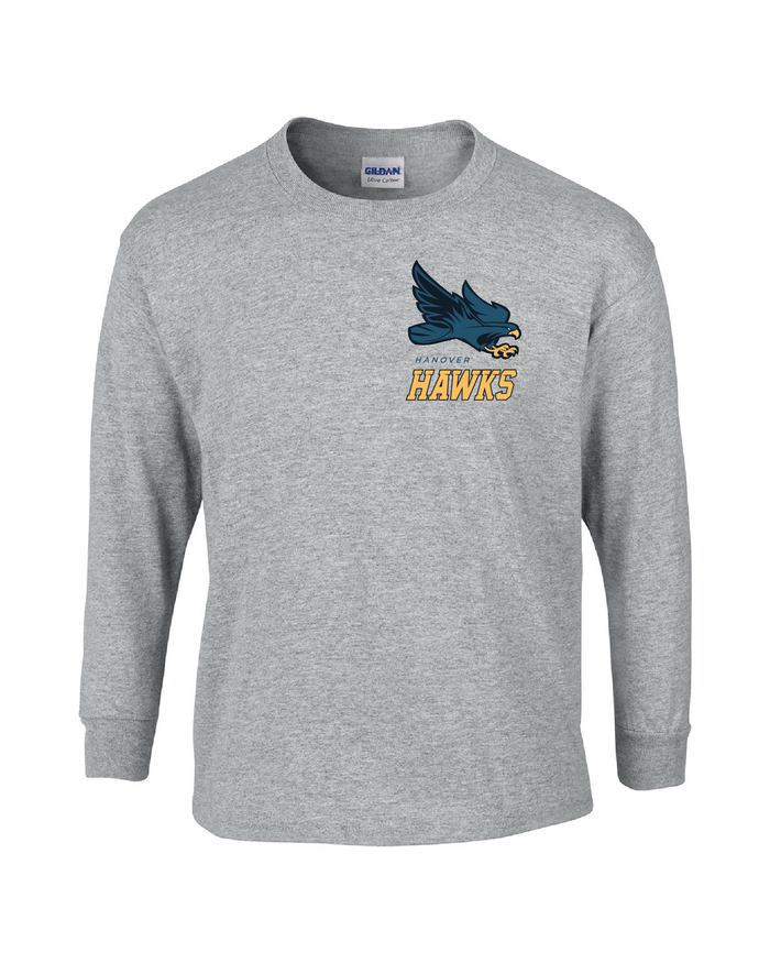 T-Shirt - Long-Sleeve - Cotton - Gray - Adult/Youth - Hawk Designs