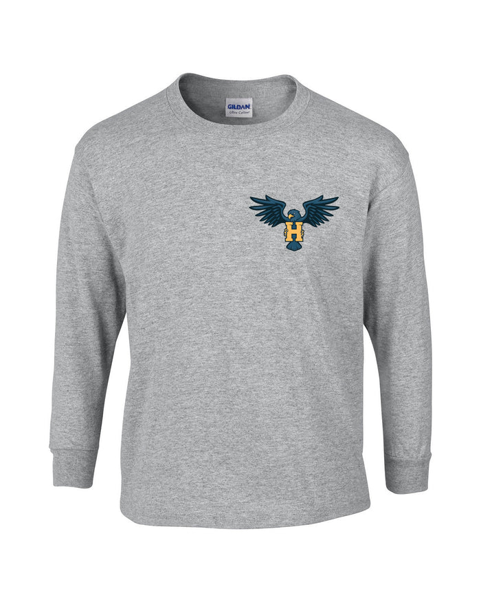 T-Shirt - Long-Sleeve - Cotton - Gray - Adult/Youth - Hawk Designs