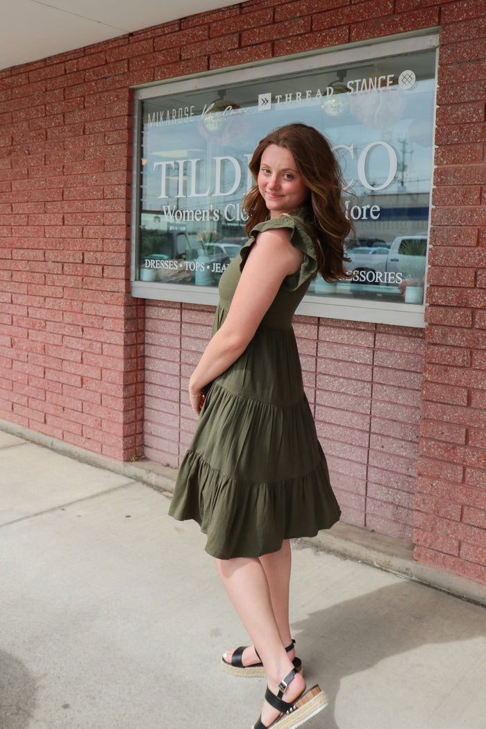 Tara Dress in Vineyard Knee Length Dress Mikarose- Tilden Co.