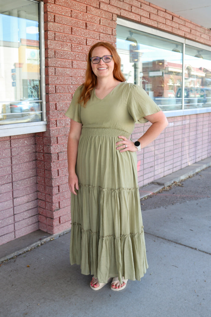 Taylor Dress in Georgian Green Maxi Dress Mikarose- Tilden Co.