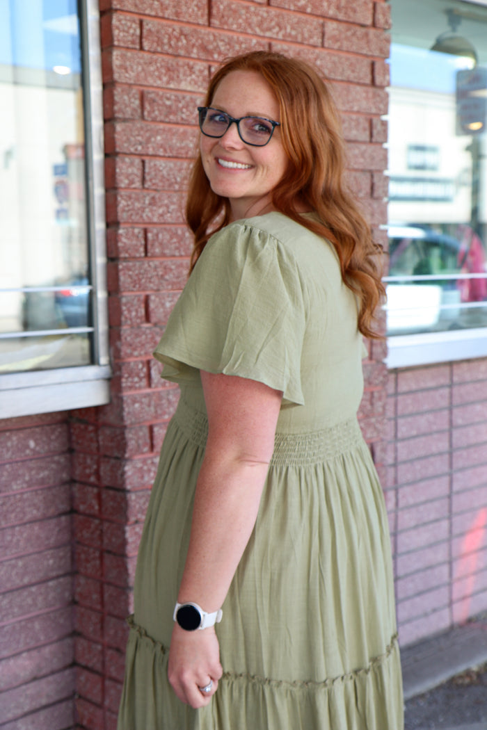 Taylor Dress in Georgian Green Maxi Dress Mikarose- Tilden Co.