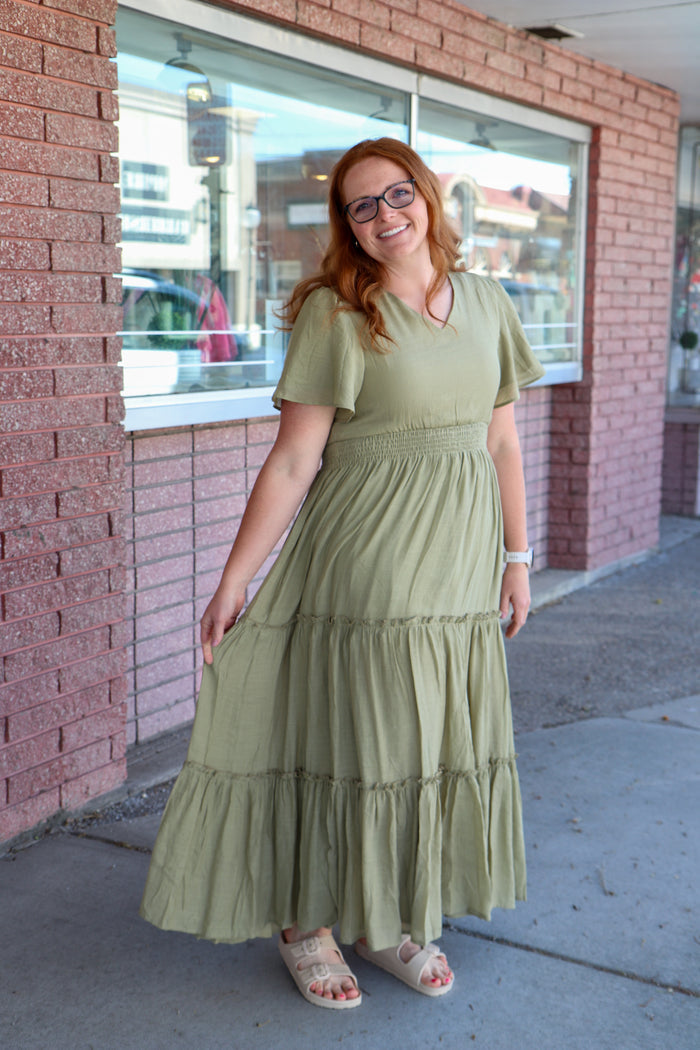 Taylor Dress in Georgian Green Maxi Dress Mikarose- Tilden Co.