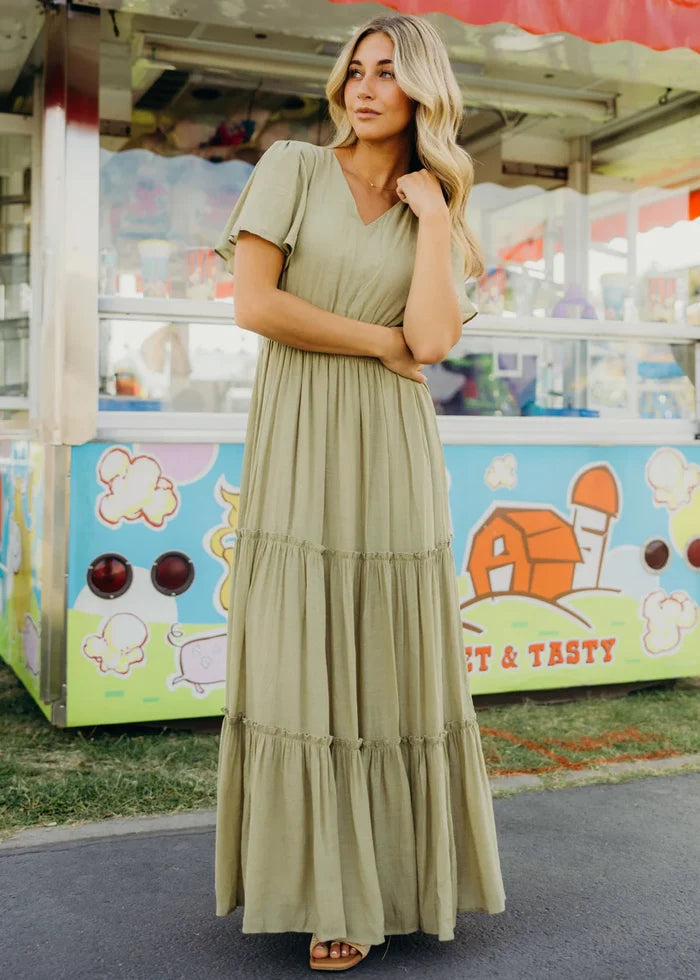 Taylor Dress in Georgian Green Maxi Dress Mikarose- Tilden Co.