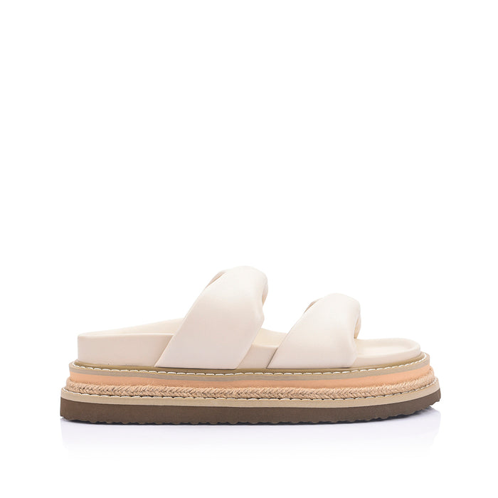 Teagan Flatform Slides - Bone White