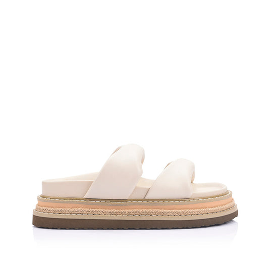Teagan Flatform Slides - Bone White