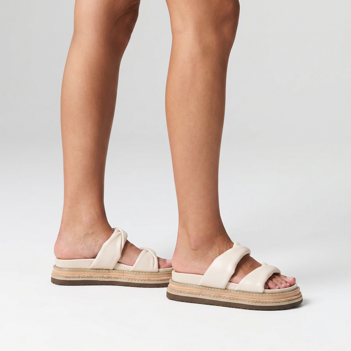 Teagan Flatform Slides - Bone White
