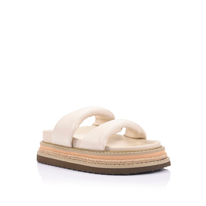 Teagan Flatform Slides - Bone White