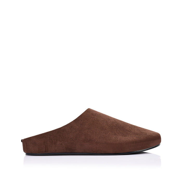 Terry Closed Toe Mules - Chocolate Brown Micro