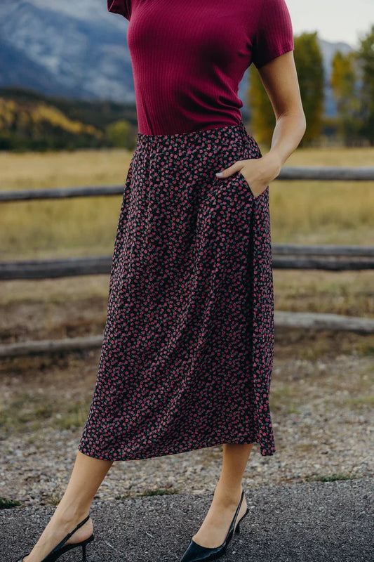 Textured Midi Skirt in Coyote Rose Midi Skirt Mikarose- Tilden Co.