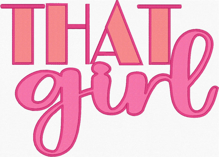 That Girl Applique Embroidery Design & 10 ss Rhinestone bling Template