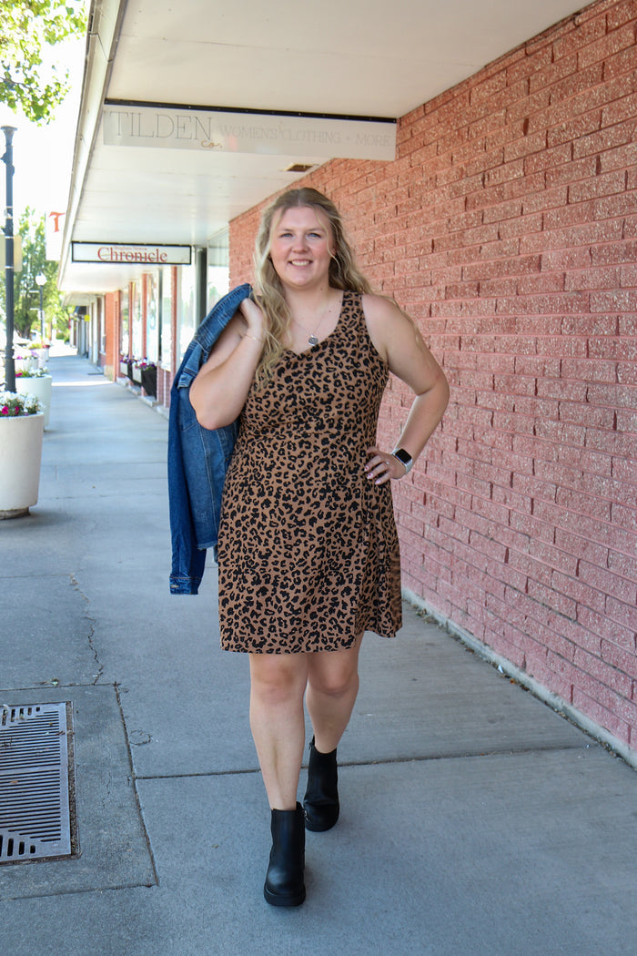 The Harper Dress in Leopard Knee Length Dress Mikarose- Tilden Co.