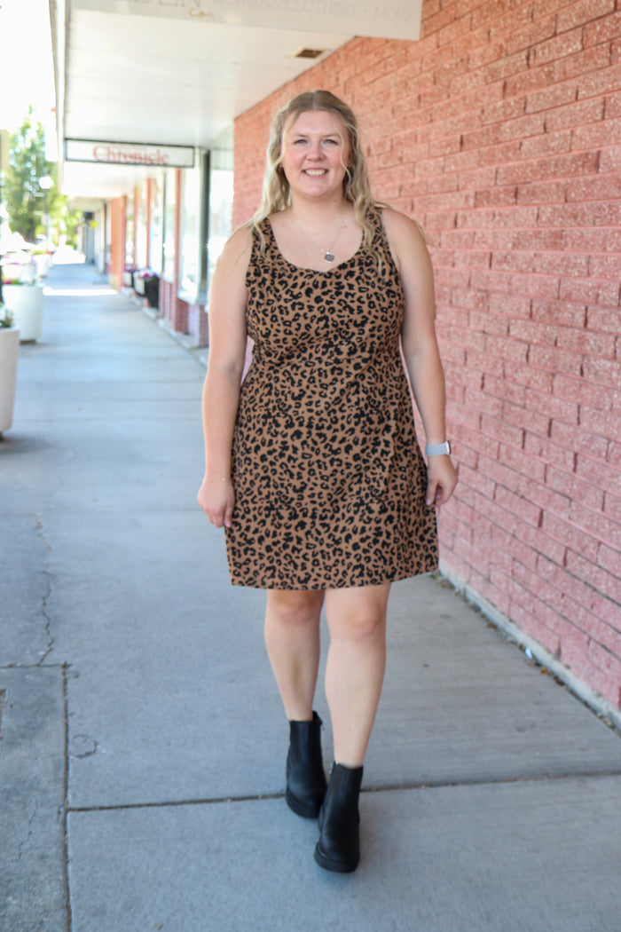 The Harper Dress in Leopard Knee Length Dress Mikarose- Tilden Co.