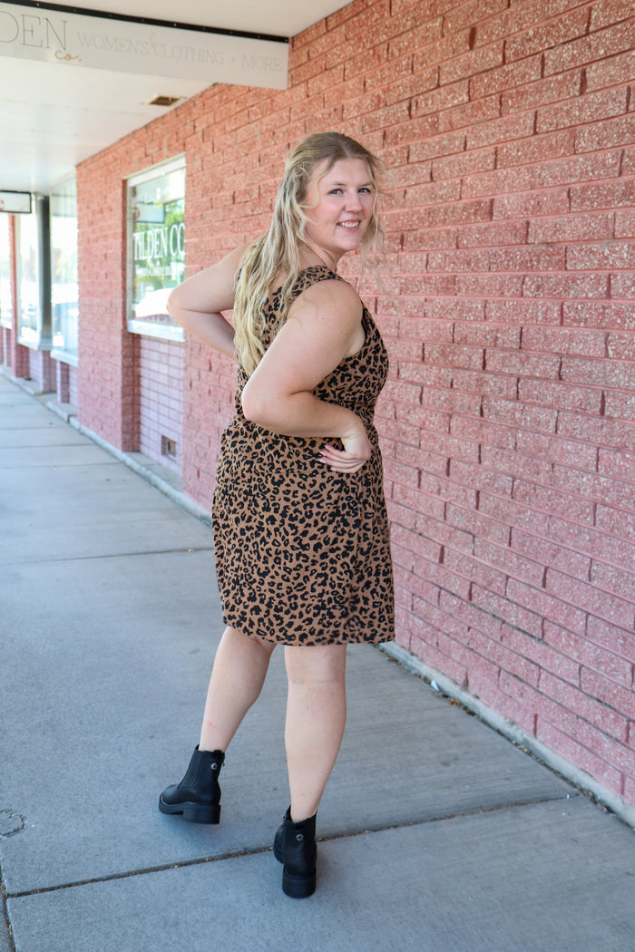 The Harper Dress in Leopard Knee Length Dress Mikarose- Tilden Co.