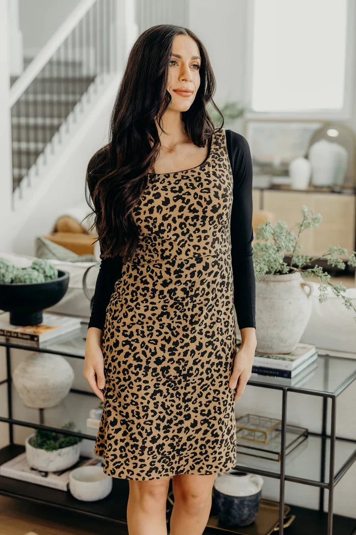 The Harper Dress in Leopard Knee Length Dress Mikarose- Tilden Co.
