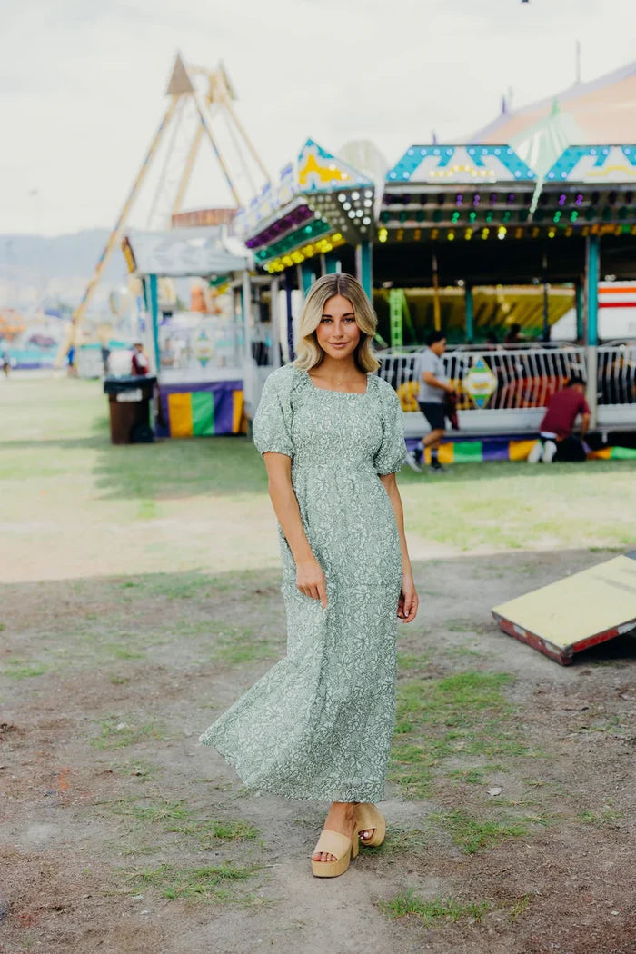 The Indigo in Inked Moss Midi Dress Mikarose- Tilden Co.