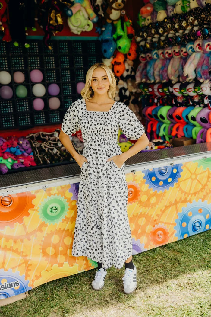 The Indy in Starbloom Scatter Midi Dress Mikarose- Tilden Co.