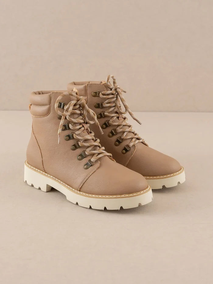The Kinsley Latte Laced Up Bootie Boot OASIS SOCIETY- Tilden Co.