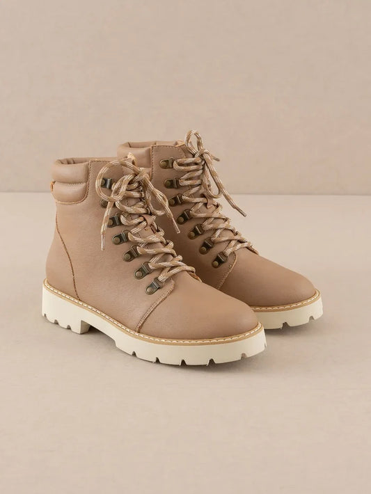 The Kinsley Latte Laced Up Bootie Boot OASIS SOCIETY- Tilden Co.