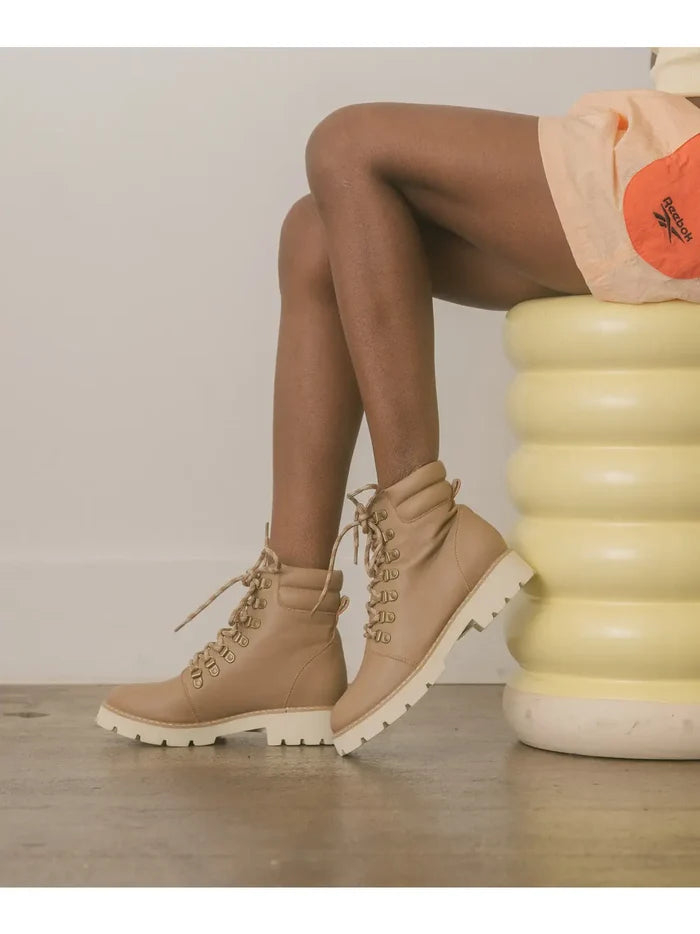 The Kinsley Latte Laced Up Bootie Boot OASIS SOCIETY- Tilden Co.