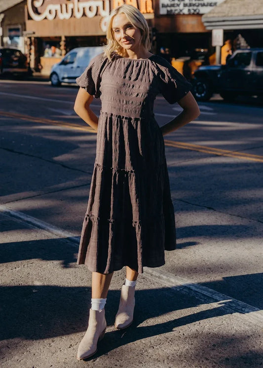 The Serena Dress in Mushroom T-Shirt Mikarose- Tilden Co.