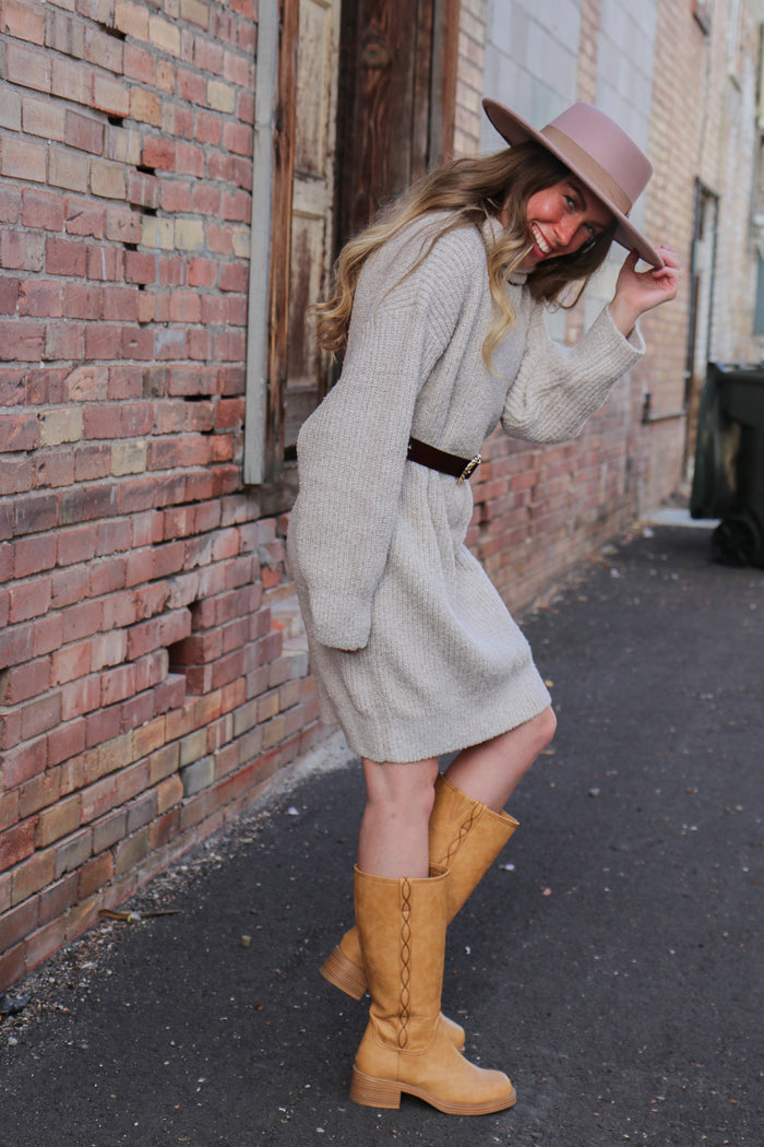 The Verity Dress in Eggnog Knee Length Dress Mikarose- Tilden Co.