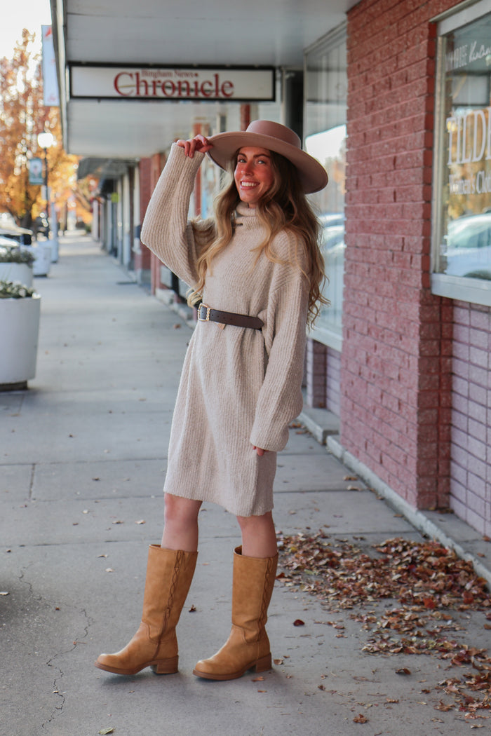 The Verity Dress in Eggnog Knee Length Dress Mikarose- Tilden Co.