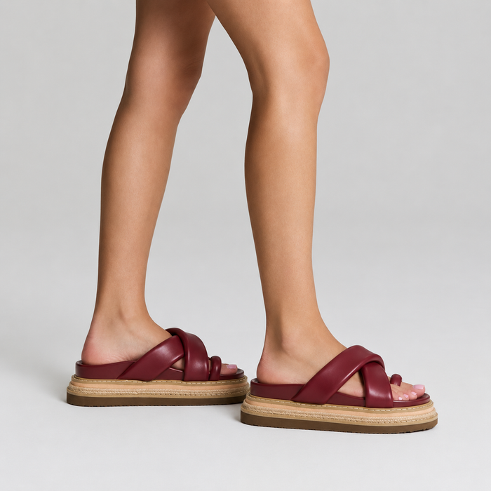 Thelma Flatform Slides - Berry Red