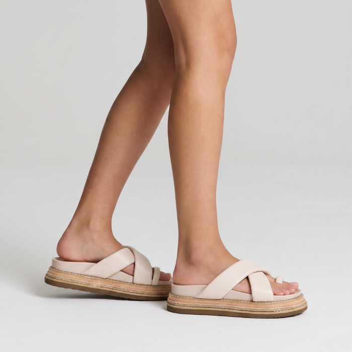 Thelma Flatform Slides - Bone White