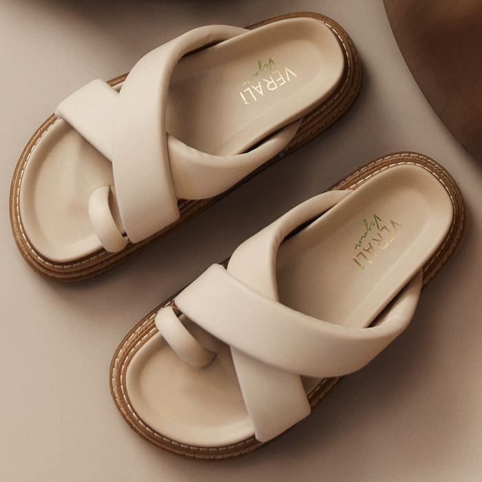 Thelma Flatform Slides - Bone White