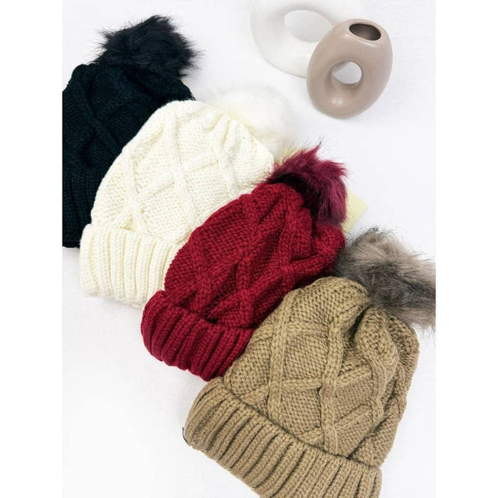 Thick Cable Knit Beanie MIX COLOR / ONE(12) MIX COLOR ONE(12) Love and Repeat- Tilden Co.