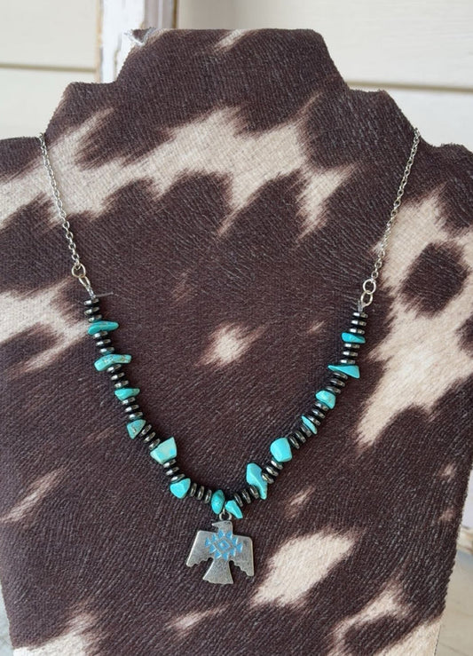 Thunderbird Turquoise Beaded Necklace