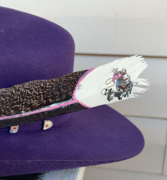 Tie-down Roping - Pink Themed - Painted Turkey Feather
