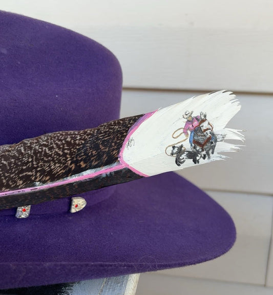 Tie-down Roping - Pink Themed - Painted Turkey Feather