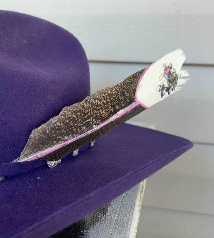 Tie-down Roping - Pink Themed - Painted Turkey Feather