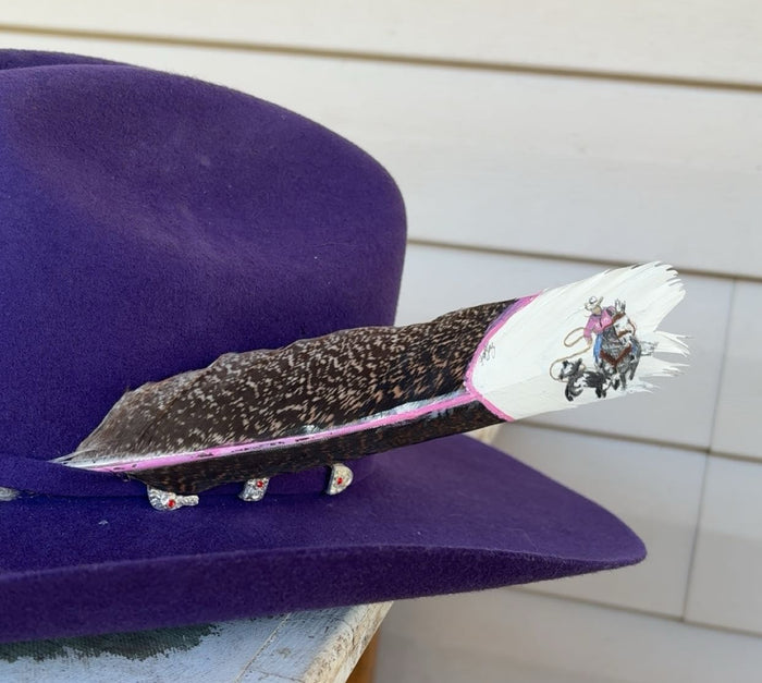 Tie-down Roping - Pink Themed - Painted Turkey Feather