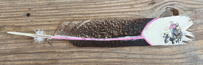 Tie-down Roping - Pink Themed - Painted Turkey Feather