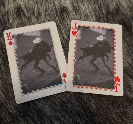 Tie-down Roping Black & White Single Bedazzled Hat Cards