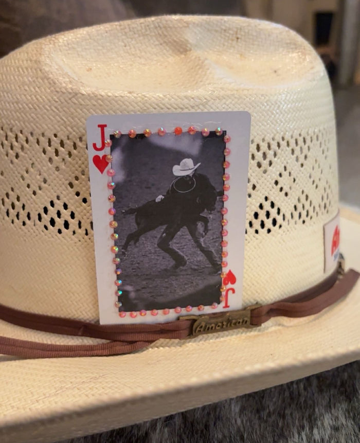 Tie-down Roping Black & White Single Bedazzled Hat Cards