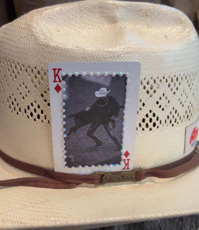 Tie-down Roping Black & White Single Bedazzled Hat Cards