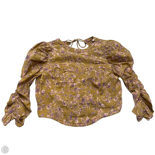 Top Short Sleeve By Free People In Purple & Yellow, Size: S