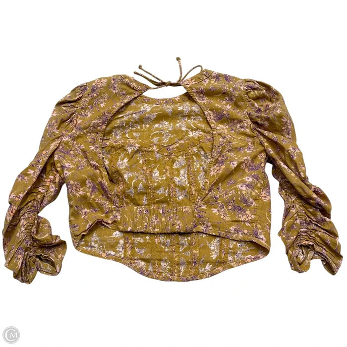 Top Short Sleeve By Free People In Purple & Yellow, Size: S